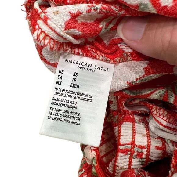 American Eagle Women's XS Red Floral Strapless Jumpsuit Casual Wide-Leg - Picture 4 of 4